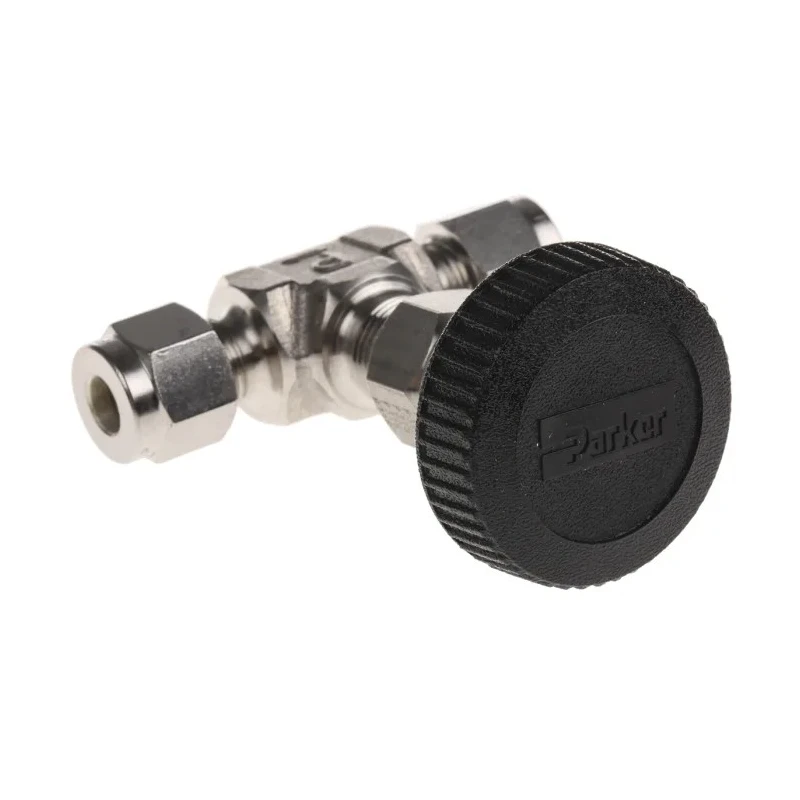 Parker Stainless Steel Needle Valve Inline 1/4in Double Ferrule Tube Fitting 345bar Max Pressure 4A-V4LR-SS
