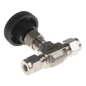 Parker Stainless Steel Needle Valve Inline 1/4in Double Ferrule Tube Fitting 345bar Max Pressure 4A-V4LR-SS