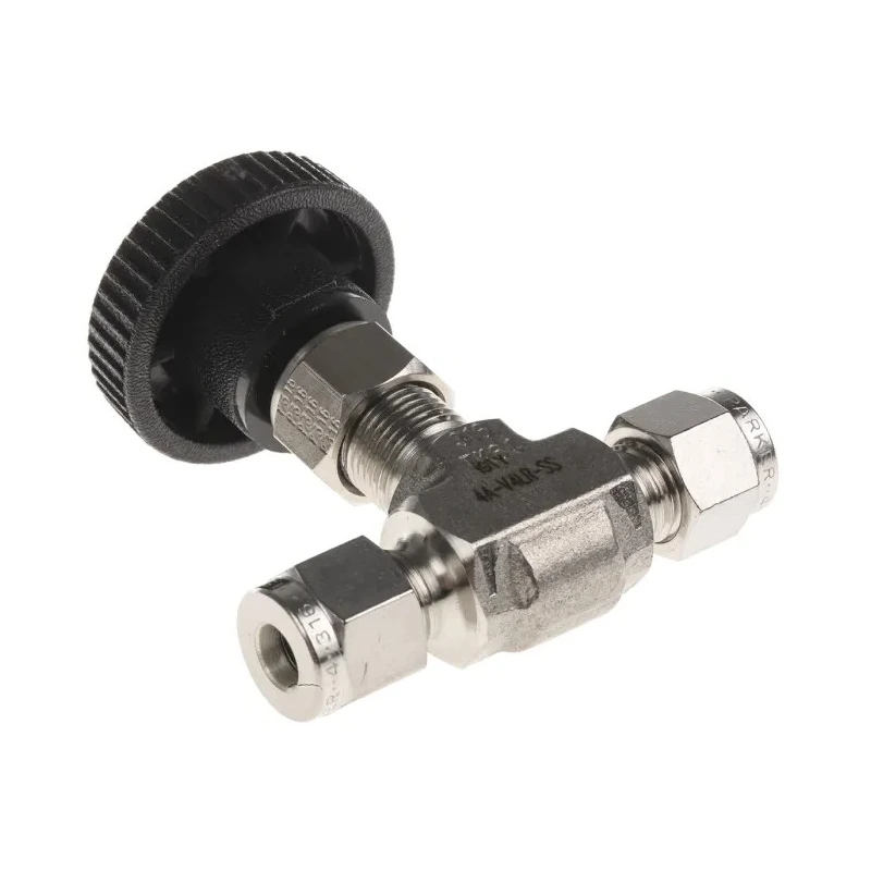 Parker Stainless Steel Needle Valve Inline 1/4in Double Ferrule Tube Fitting 345bar Max Pressure 4A-V4LR-SS