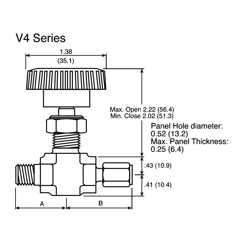 Parker Stainless Steel Needle Valve Inline 1/4in Double Ferrule Tube Fitting 345bar Max Pressure 4A-V4LR-SS