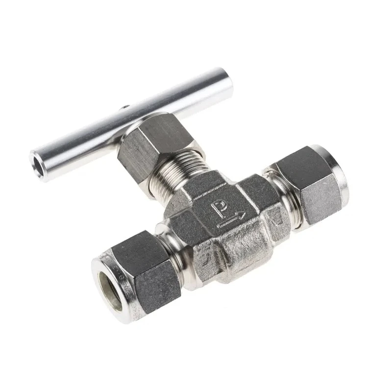 Parker Stainless Steel Needle Valve with NPT Female and Male Thread, PTFE Stem Seal, Pressure Rating 5000 psig 8A-V8LR-SS
