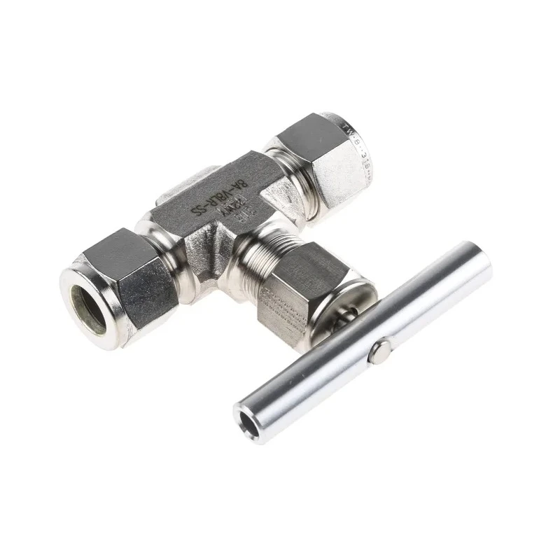 Parker Stainless Steel Needle Valve with NPT Female and Male Thread, PTFE Stem Seal, Pressure Rating 5000 psig 8A-V8LR-SS