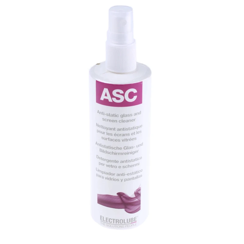 Electrolube 250ml Anti-Static Glass Cleaner Spray, Colourless, Non-Conductive, EN 61340-5-1 Compliant ASC250ML