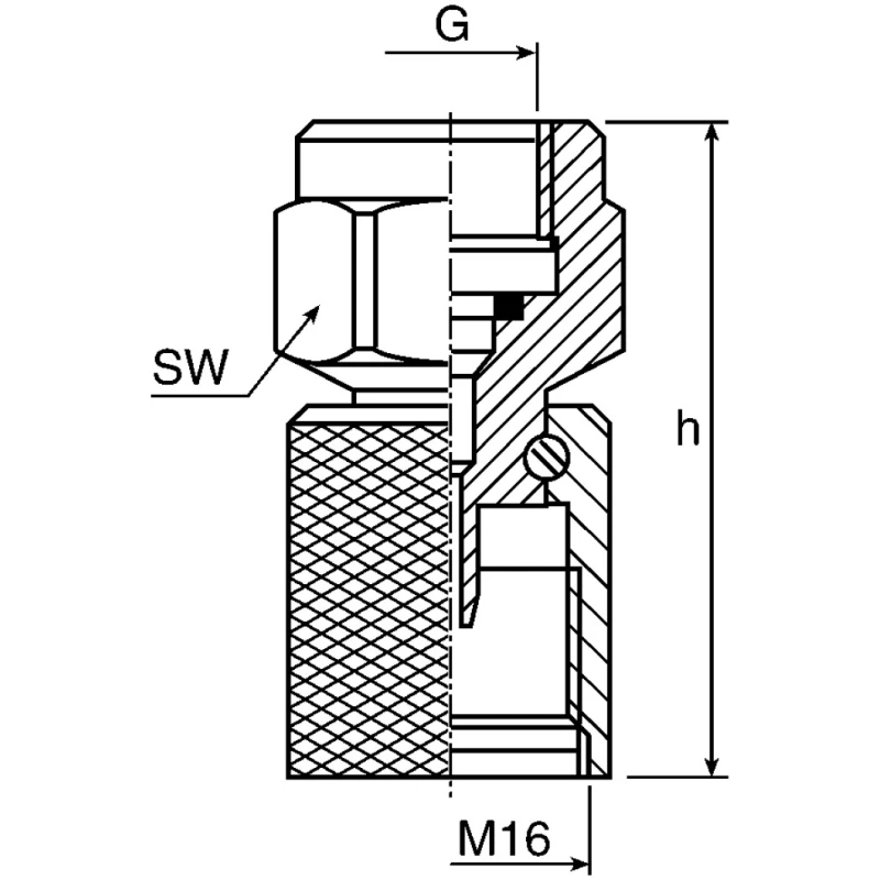 Stauff Steel Adapter G 1/4 to M16 Female, DIN Standard SMD 20 R 1/4 V
