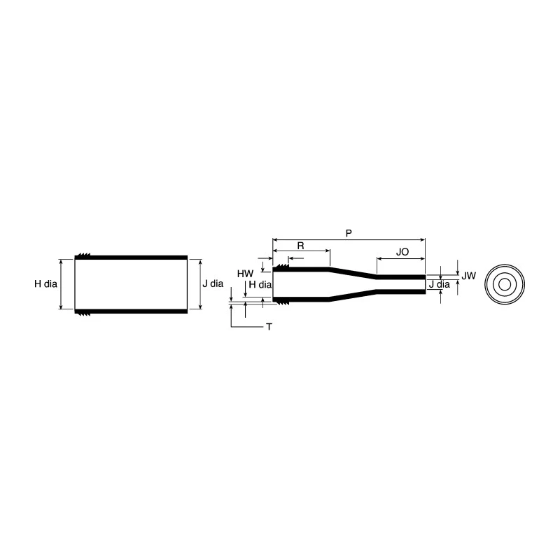 TE Connectivity Black Polyolefin Heat Shrink Tubing 9 mm Sleeve Diameter x 60 mm Length 2:1 Ratio QFT1 Series 