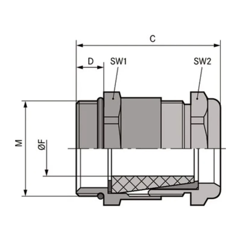 Lapp SKINDICHT Series 50 Cable Gland M12 Thread Size Nickel-plated Brass Construction 3-4.8mm Cable 52103300+52105270