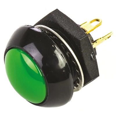 Otto P9 Series Push Button Switch Momentary Panel 0.5 x 0.5 in Cutout DPDT Green LED IP68 28 V dc 115 V ac P9-113125