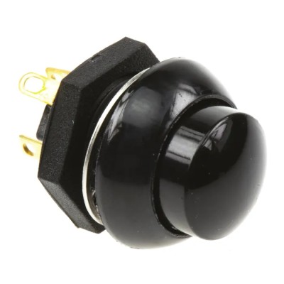 Otto P9 Series Push Button Switch Momentary Panel 0.5 x 0.5 in Cutout DPDT Black LED IP68 28 V dc 115 V ac P9-213122