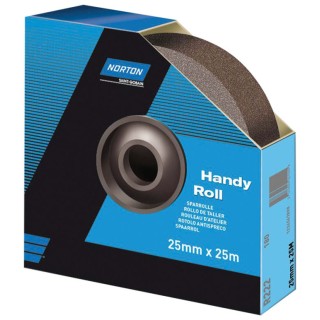 Norton Abrasive Paper Roll P60 Grit Medium, Aluminium Oxide, 25 m Length x 25 mm Width 63642532835