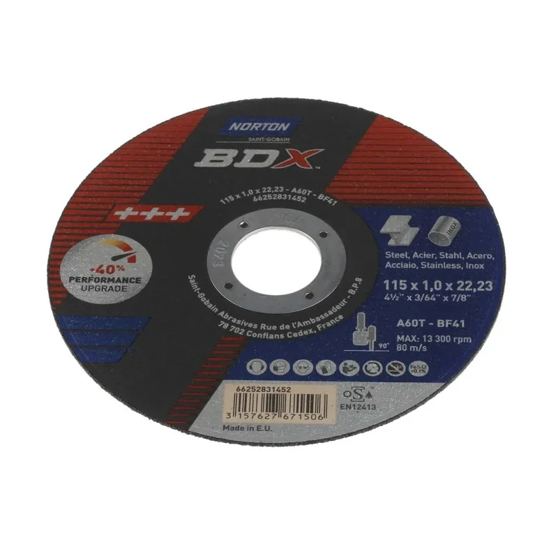 Norton Aluminium Oxide Abrasive Cutting Disc, 115 mm Diameter, Coarse Grade, P60 Grit 66252835515