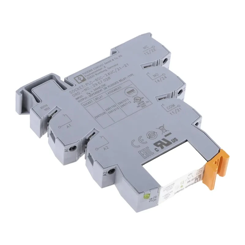 Phoenix Contact Amplifier PLC-RSC- 24UC/21-21 Series DIN Rail Mount, 24V AC/DC Coil, DPDT, 17.5mA Coil Current 6A 2967073