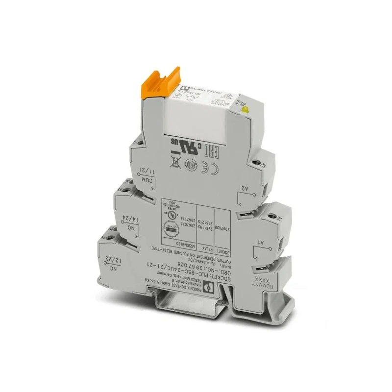 Phoenix Contact Amplifier PLC-RSC- 24UC/21-21 Series DIN Rail Mount, 24V AC/DC Coil, DPDT, 17.5mA Coil Current 6A 2967073