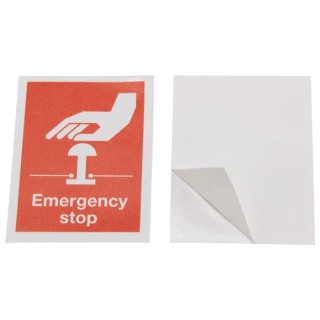 RS PRO Vinyl Red Green White Emergency Stop Safe Conditions Label 75mm x 55mm 434-2033