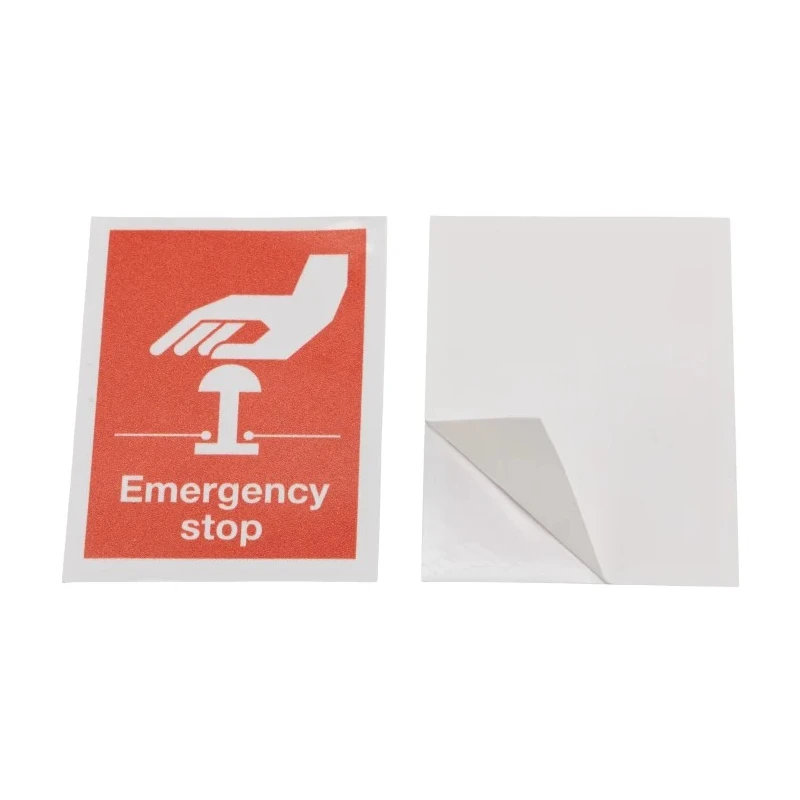 RS PRO Vinyl Red Green White Emergency Stop Safe Conditions Label 75mm x 55mm 434-2033