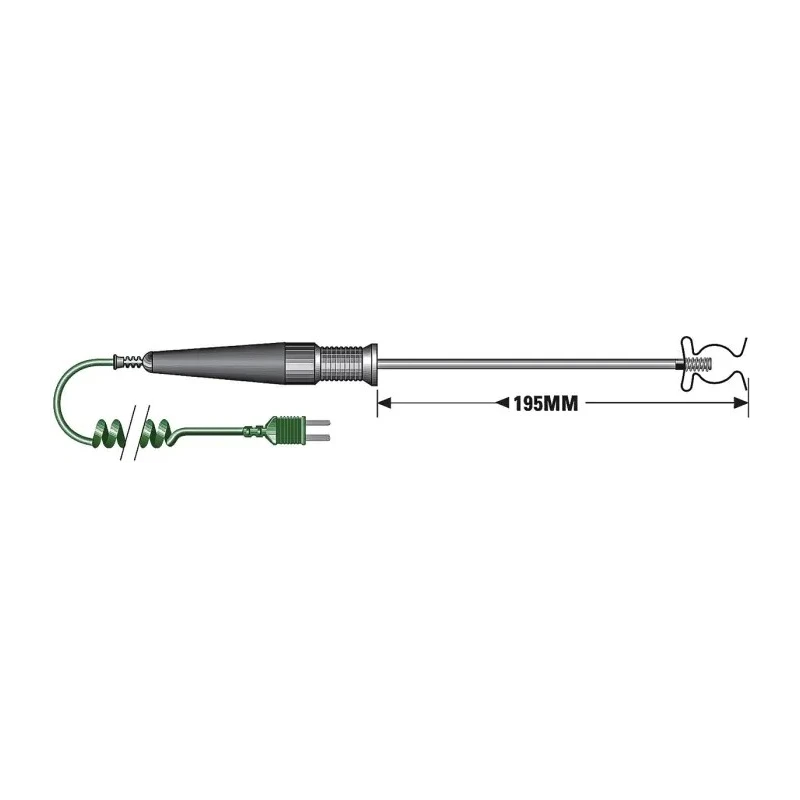 RS Pro Type K Pipe Clip Surface Temperature Probe, 195 mm Length, 6 mm Diameter, 800 °C Max 434-2437