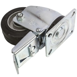LAG Braked Swivel Castor 150 kg Capacity 100 mm Rubber Wheel Galvanised Steel Frame 16628 FR