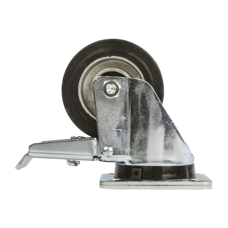 LAG Braked Swivel Castor 150 kg Capacity 100 mm Rubber Wheel Galvanised Steel Frame 16628 FR