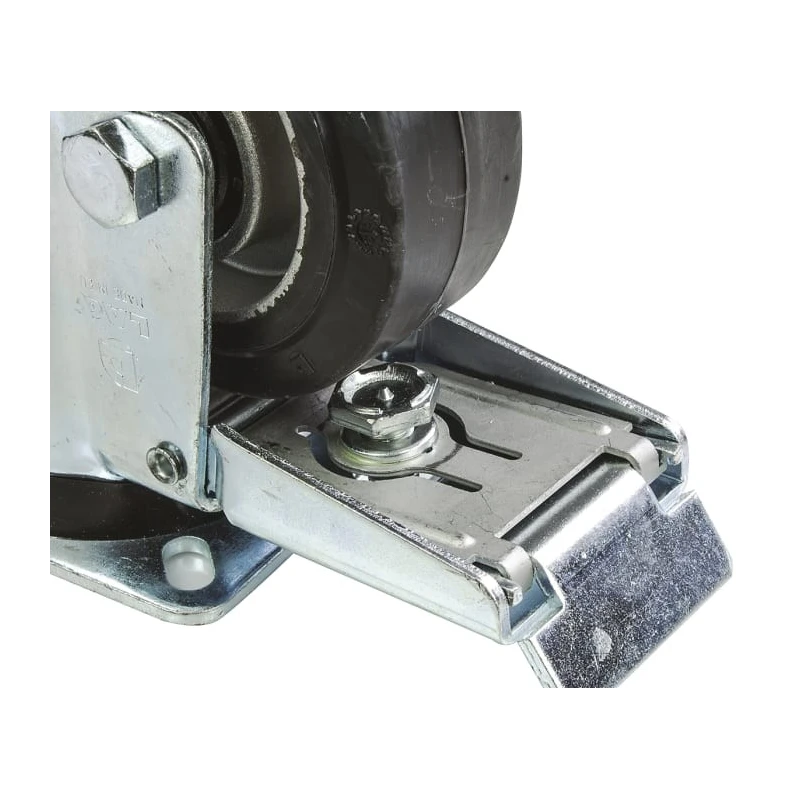 LAG Braked Swivel Castor 150 kg Capacity 100 mm Rubber Wheel Galvanised Steel Frame 16628 FR