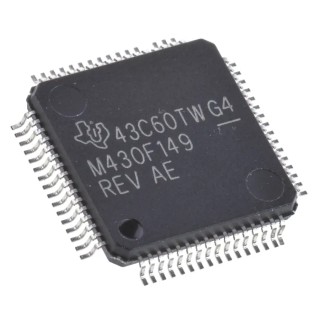 Texas Instruments MSP430 Microcontroller 16 bit MSP430F149IPM, 8 MHz, 256 B RAM, 60kB FLASH, 64-Pin LQFP MSP430F149IPM