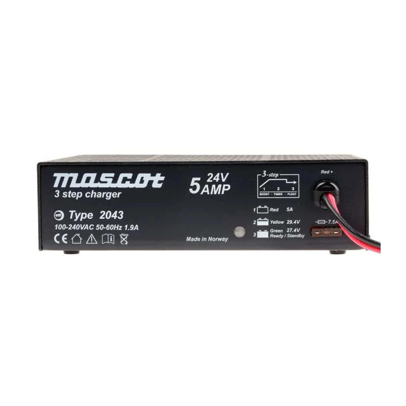 Mascot 2043 3-Stage Switch Mode Battery Charger For 24V Lead Acid Batteries 10A 24V EU Plug 2043000043