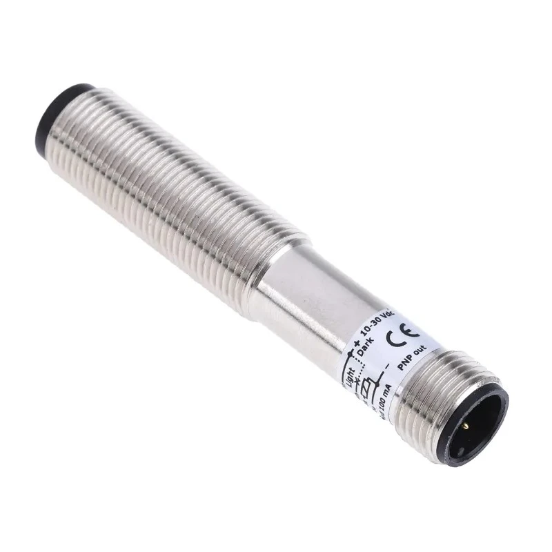 RS PRO Diffuse Photoelectric Sensor Barrel Sensor 100 mm Detection Range NPN/PNP Output IP67 Rated IP67