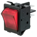 ZF Illuminated Double Pole Single Throw (DPST) On-Off Rocker Switch Panel, Red Actuator, Quick Connect WRG32F2BBREN