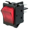ZF Illuminated Double Pole Single Throw (DPST) On-Off Rocker Switch Panel, Red Actuator, Quick Connect WRG32F2BBREN