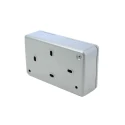Powerbreaker Metal Clad 13A Active 2 Gang RCD Socket Surface Mounted Steel Grey IP2XD IP4X 250V ac K6231 ALM