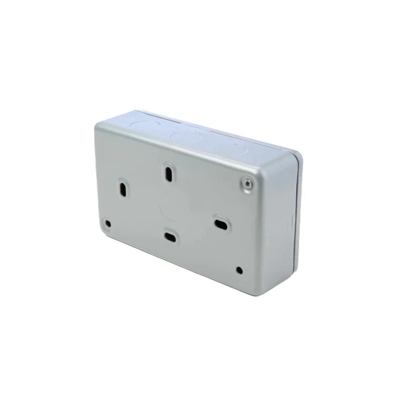 Powerbreaker Metal Clad 13A Active 2 Gang RCD Socket Surface Mounted Steel Grey IP2XD IP4X 250V ac K6231 ALM