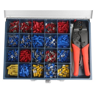 HellermannTyton Insulated Terminal Crimp Terminal Kit 630 Pieces with Crimp Tool and Cable Tie A801632T 630PC TERMINAL KIT