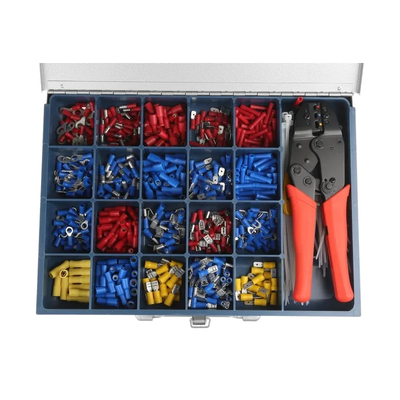 HellermannTyton Insulated Terminal Crimp Terminal Kit 630 Pieces with Crimp Tool and Cable Tie A801632T 630PC TERMINAL KIT