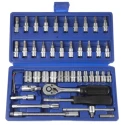 MTI 46-Piece 1/4 in Standard Socket Set Chrome Vanadium Steel Ratchet Wrench with Durable Case 568-514