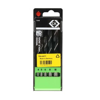 CK 5-Piece High Speed Steel (HSS) Twist Wood Drill Bit Set, 4 mm Min, 10 mm Max T3040