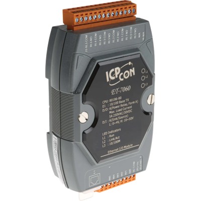 ICP DAS USA Data Acquisition Ethernet Web-Based I/O Module, Operating Temperature -25°C to 75°C ET-7060