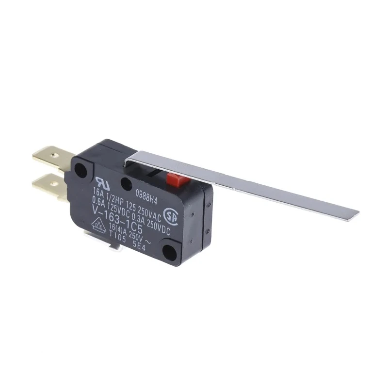 Omron Aratas Long Leaf Lever Micro Switch, Tab Terminal, 16A, 250 V AC/DC, SPDT, IP40 V-163-1C5