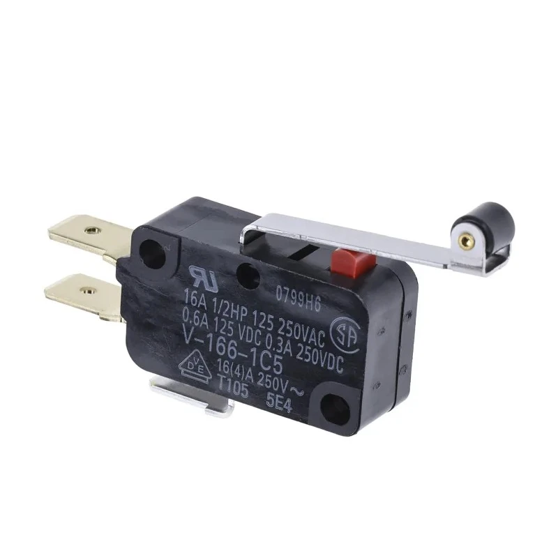Omron Long Roller Lever Micro Switch SPDT 16A 250V AC Quick Connect Terminal V-166-1C5
