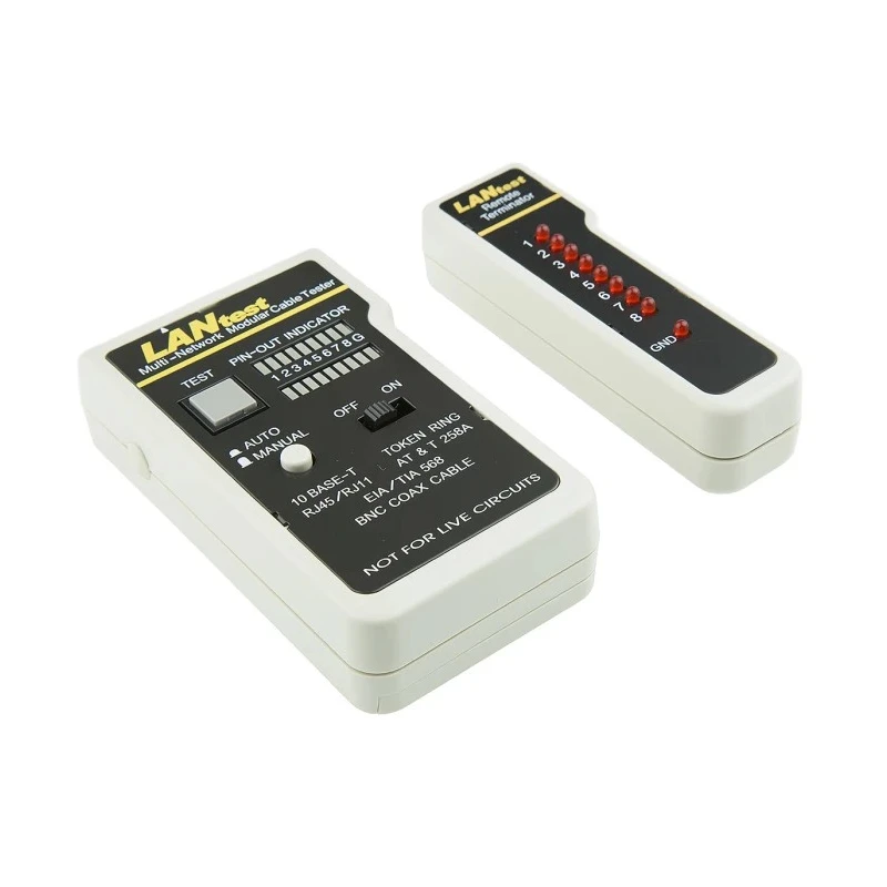 RS PRO Network Cable Tester RJ45, Coaxial Battery Powered LED Display RJ45 Model RJ45