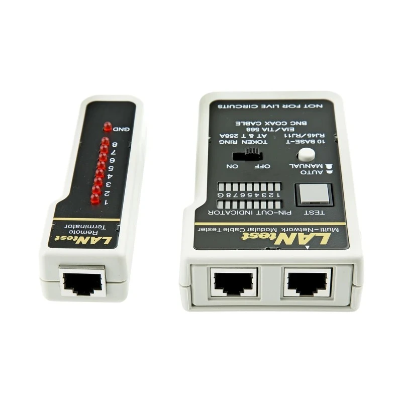 RS PRO Network Cable Tester RJ45, Coaxial Battery Powered LED Display RJ45 Model RJ45