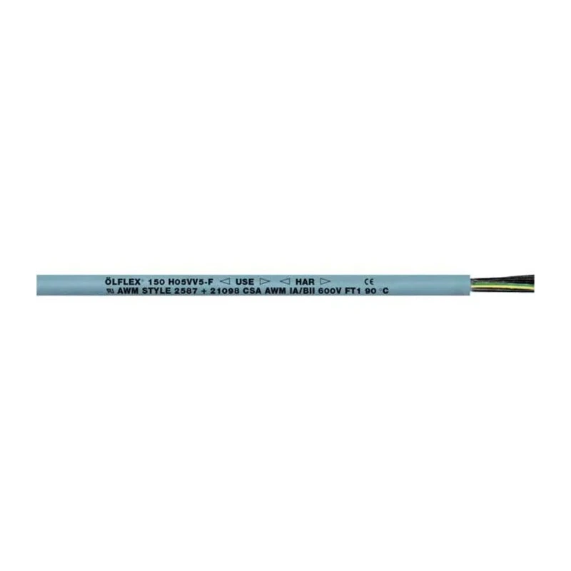 Lapp YY Control Cable, 5 Cores 13 AWG Copper Conductor, Unscreened, 50 m Length, Grey Polyvinyl Chloride Sheath 0015405