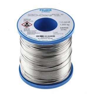 Felder Lottechnik Lead Solder Wire, 1 mm Diameter, 40% Lead, 60% Tin, Rosin Based Flux, 183°C Melting Point 20.601.04037