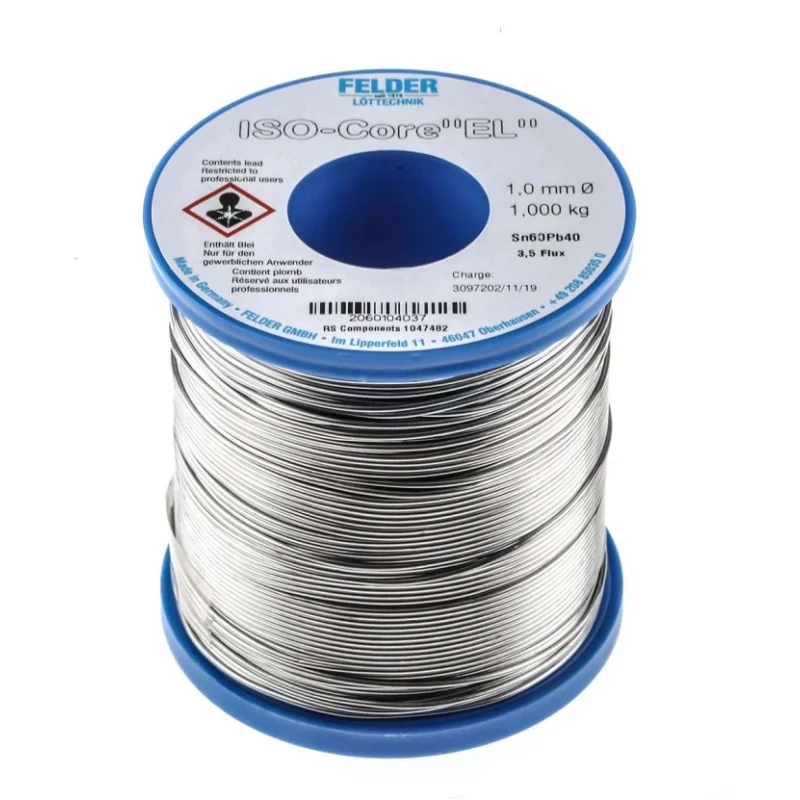 Felder Lottechnik Lead Solder Wire, 1 mm Diameter, 40% Lead, 60% Tin, Rosin Based Flux, 183°C Melting Point 20.601.04037