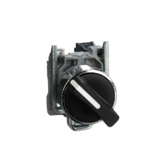 Schneider Electric Knob Selector Switch 22 mm Cutout Diameter 2 Positions SPST, Spring Return, Harmony XB4 XB4BD41
