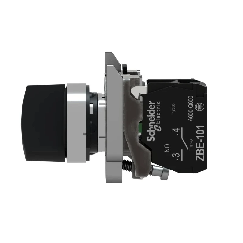 Schneider Electric Knob Selector Switch 22 mm Cutout Diameter 2 Positions SPST, Spring Return, Harmony XB4 XB4BD41