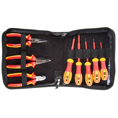 RS PRO 9 Piece Screwdriver and Plier Set with Tool Chest VDE 1000V Approved 125-3097
