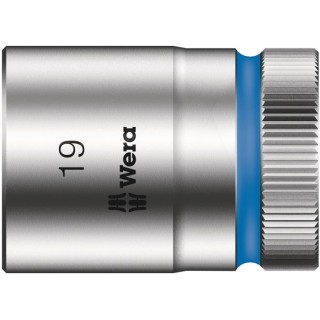 Wera 1/2 in Drive 19 mm 6 Point Hex Socket Chrome Vanadium Steel Chrome Plated 37mm Length 05003610001
