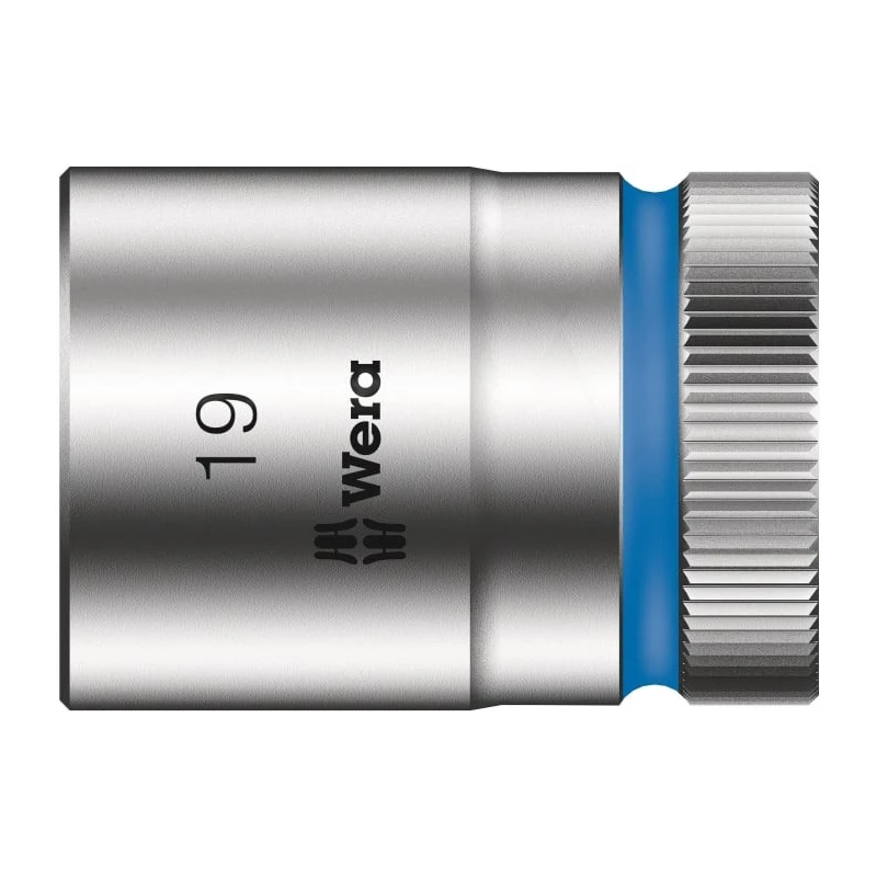 Wera 1/2 in Drive 19 mm 6 Point Hex Socket Chrome Vanadium Steel Chrome Plated 37mm Length 05003610001