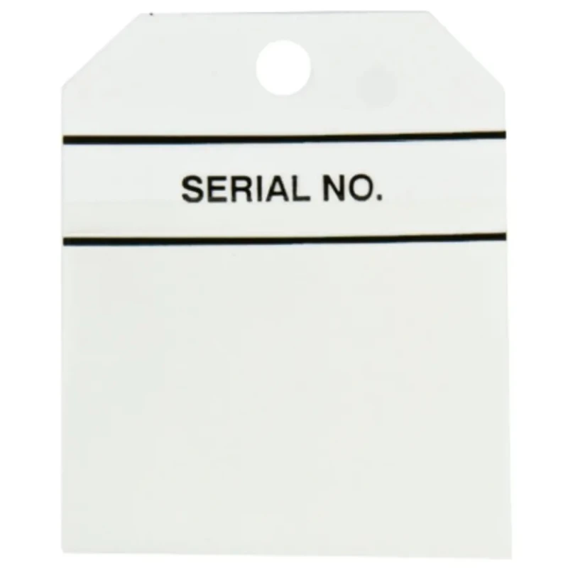 RS PRO Pre-Printed Tie Label Serial No. Black Text on White Background 70mm x 60mm 50 Per Pack 445-3947