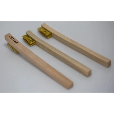 Cottam 12 mm Brass Wire Brush for Surface Preparation with Wooden Handle Heavy Duty 134-5715