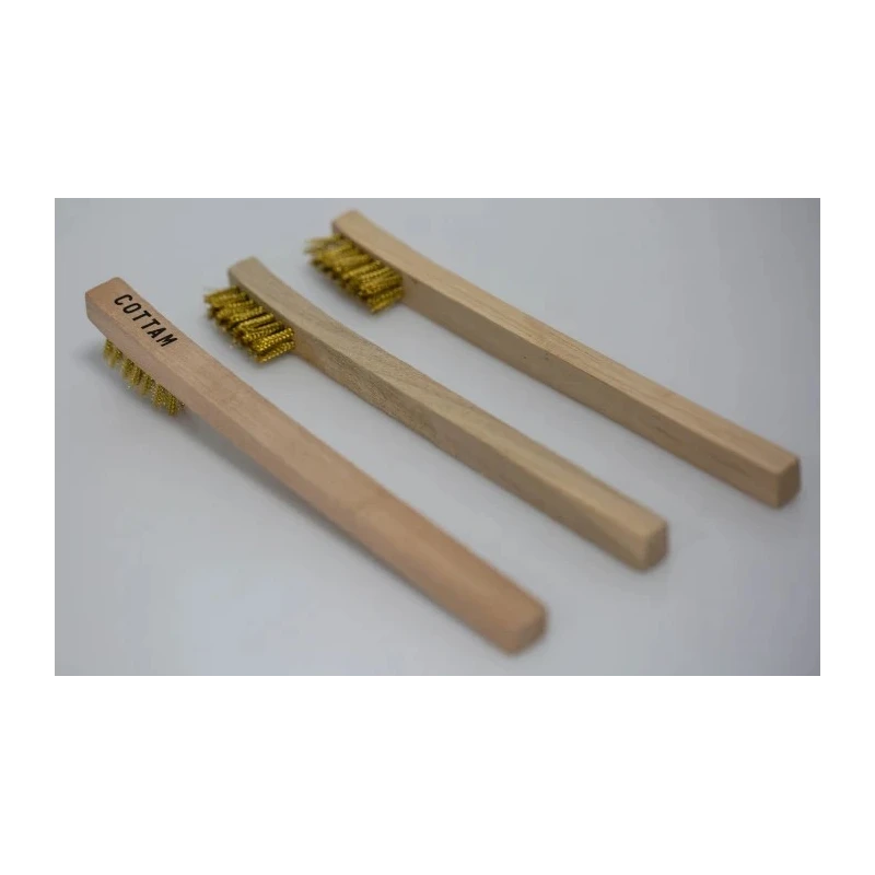 Cottam 12 mm Brass Wire Brush for Surface Preparation with Wooden Handle Heavy Duty 134-5715