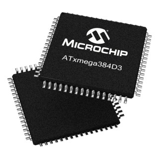Microchip 16 bit AVR XMEGA Microcontroller, 384kB FLASH, 32kB RAM, 32 MHz, 64-Pin TQFP ATXMEGA384D3-AU
